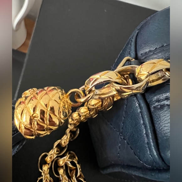 Authentic Chanel Navy Blue Small Camera Bag w/ 24k gold-plated bijoux chain - Picture 9 of 9